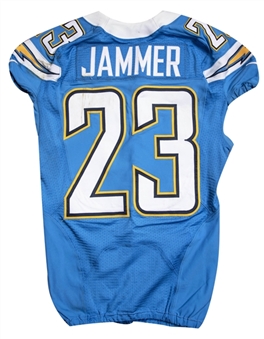 2012 Quentin Jammer Game Used San Diego Chargers Throwback Jersey Photo Matched To 11/25/2012 (Chargers/MeiGray) 